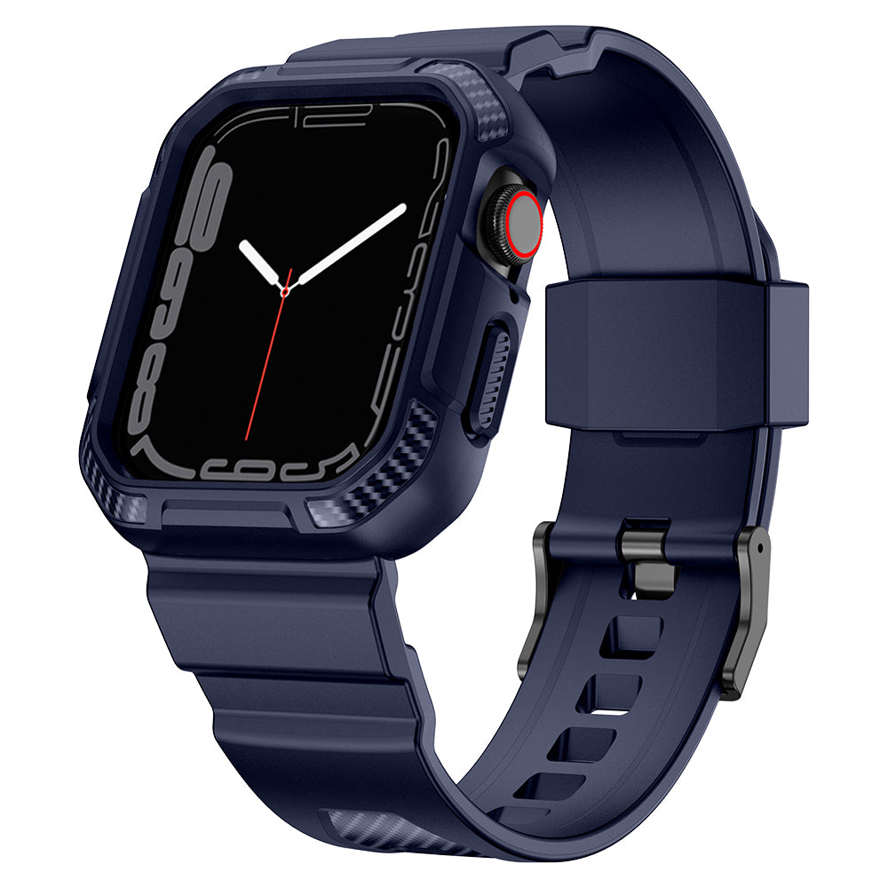 For Apple Watch Series 3 2 1 38mm SE Series 4 5 6 40mm Series 7 41mm Carbon Fiber Texture Soft TPU Watch Case + Watch Band Strap with Metal Buckle For Apple Watch Series 3 2 1 38mm SE Series 4 5 6 40mm Series 7 41mm Carbon Fiber Texture Soft TPU Watch Case + Watch Band Strap with Metal Buckle